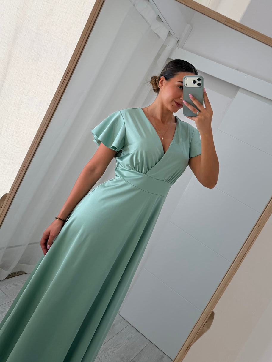 Vestido cerimónia verde água
