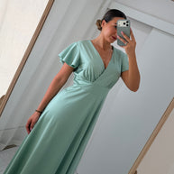 Vestido cerimónia verde água
