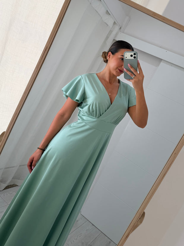 Vestido cerimónia verde água