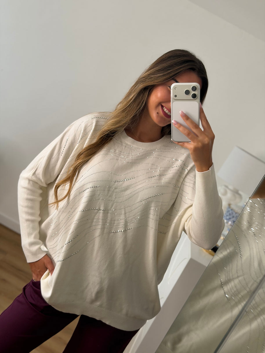 Camisola branca com brilhantes