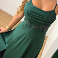 Vestido Elegance estilo corpete - verde escuro