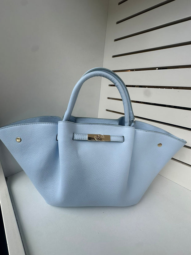 100% Leather Baby Blue Bag