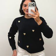 Camisola corações dourados