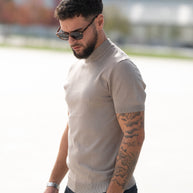 Homem | Camisola manga curta malha taupe