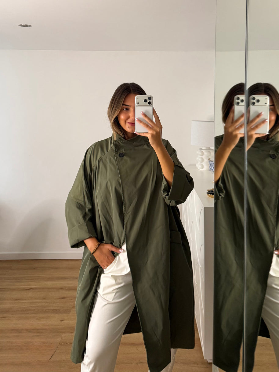 Casaco | gabardine Bloom verde kaki