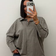 Camisola | Camisa xadrez - tons castanho