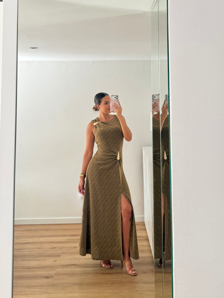Vestido gota e racha - dourado