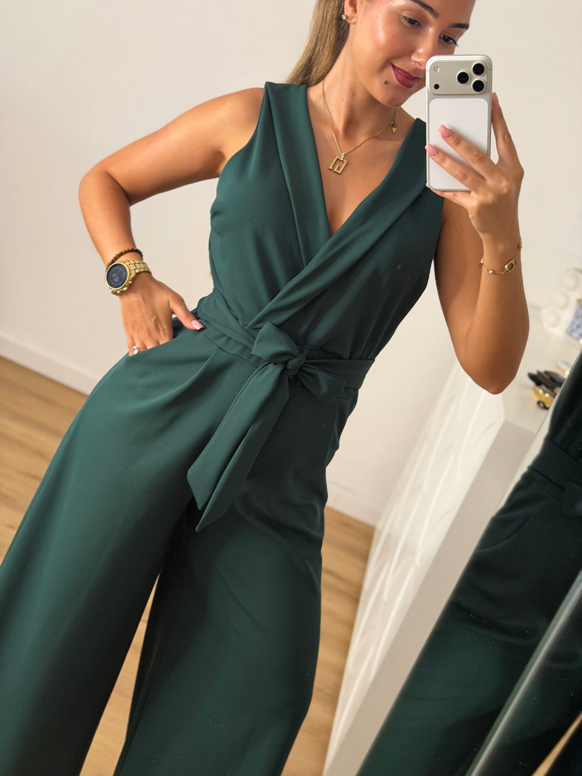 Macacão verde escuro