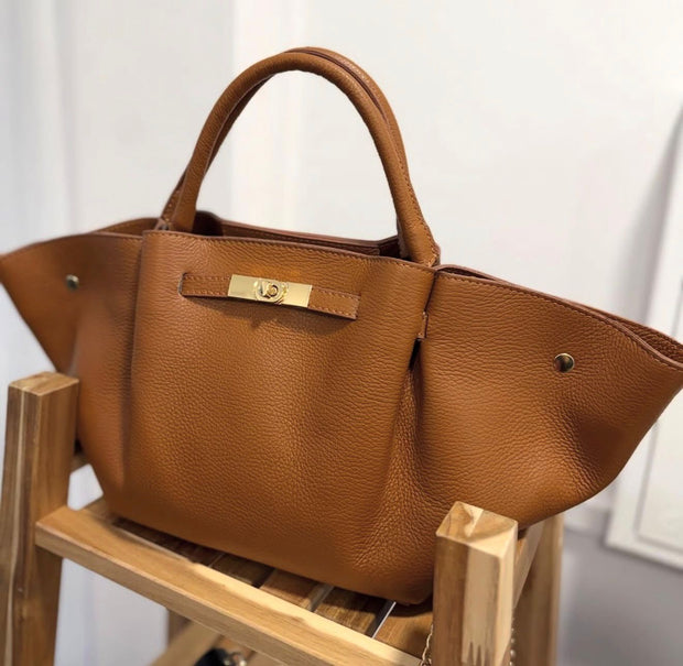 100% Camel Leather Bag