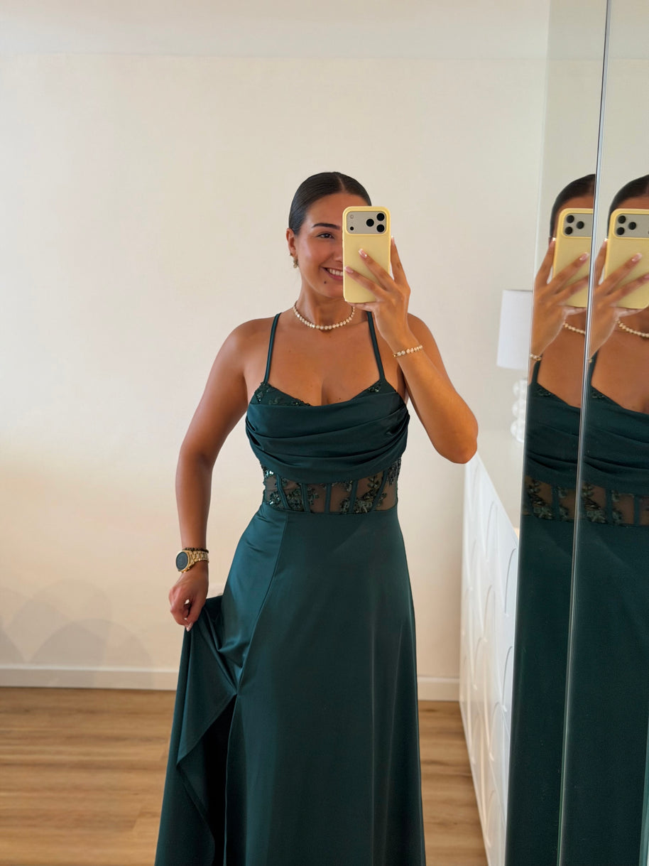 Vestido Elegance estilo corpete - verde