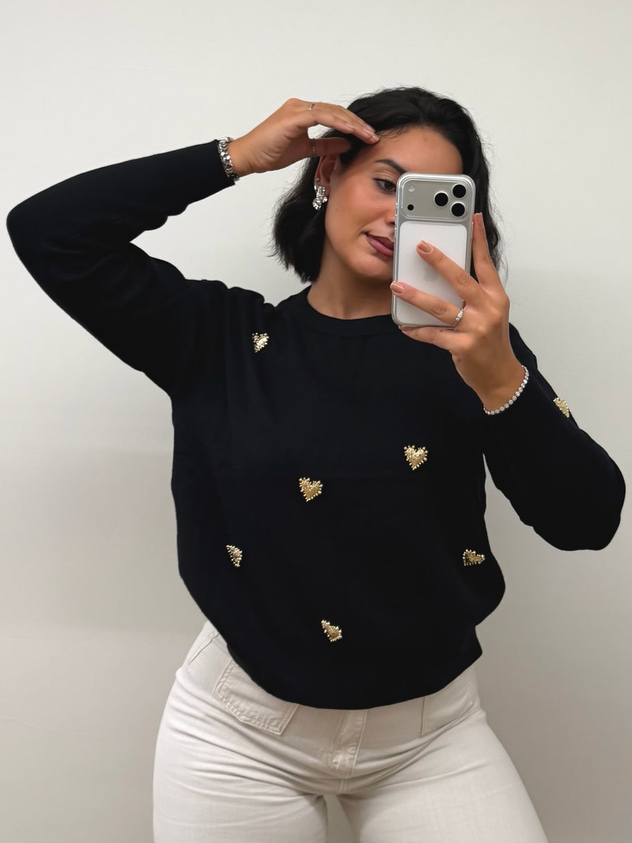 Camisola corações dourados