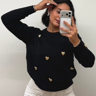 Camisola corações dourados