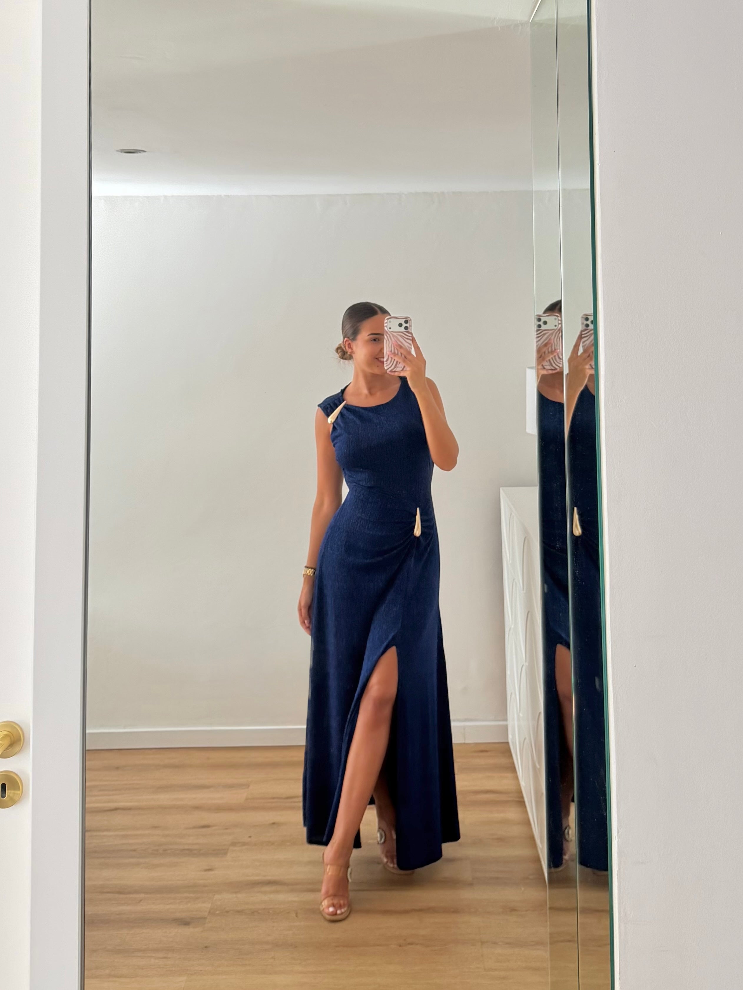Vestido gota e racha - azul