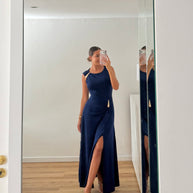 Vestido gota e racha - azul