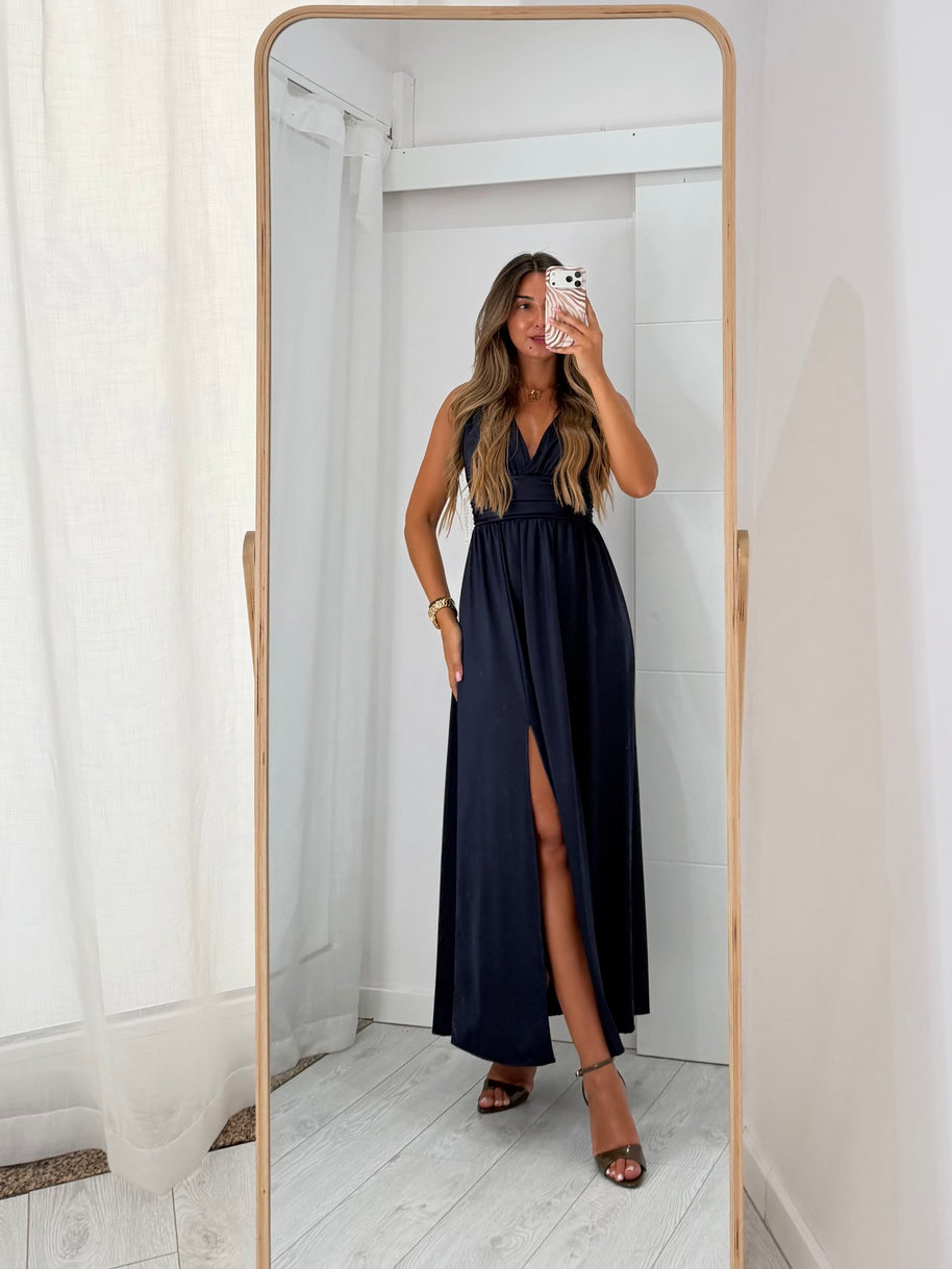 Vestido Fluido azul marinho