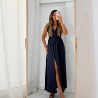 Vestido Fluido azul marinho
