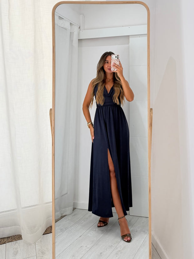 Vestido Fluido azul marinho