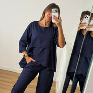 Conjunto pétala com calça BEST SELLER - azul marinho