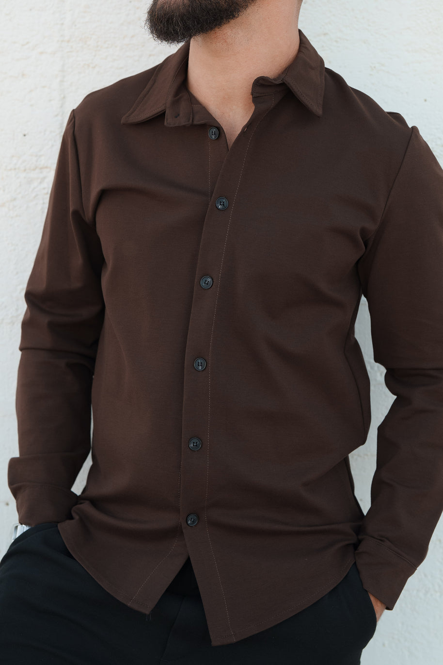 Homem | Camisa castanha - toque macio