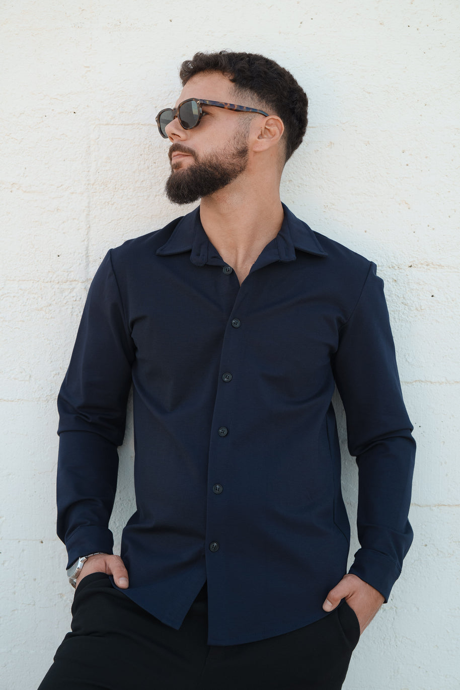 Homem | Camisa azul marinho - toque macio