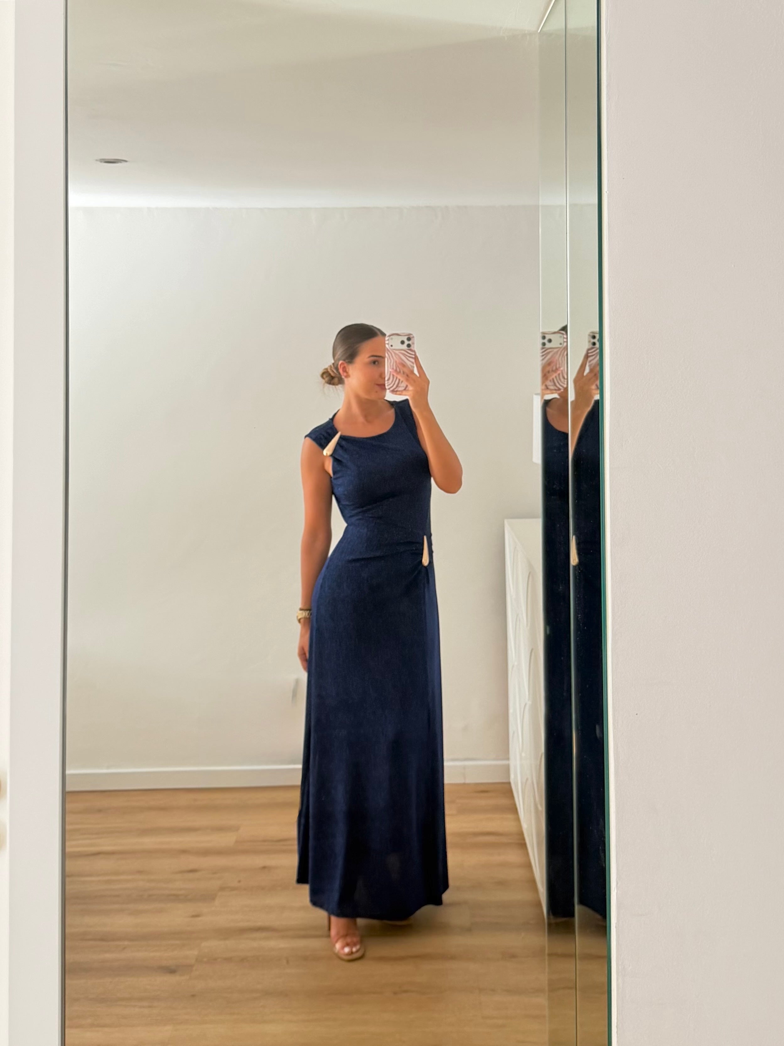 Vestido gota e racha - azul