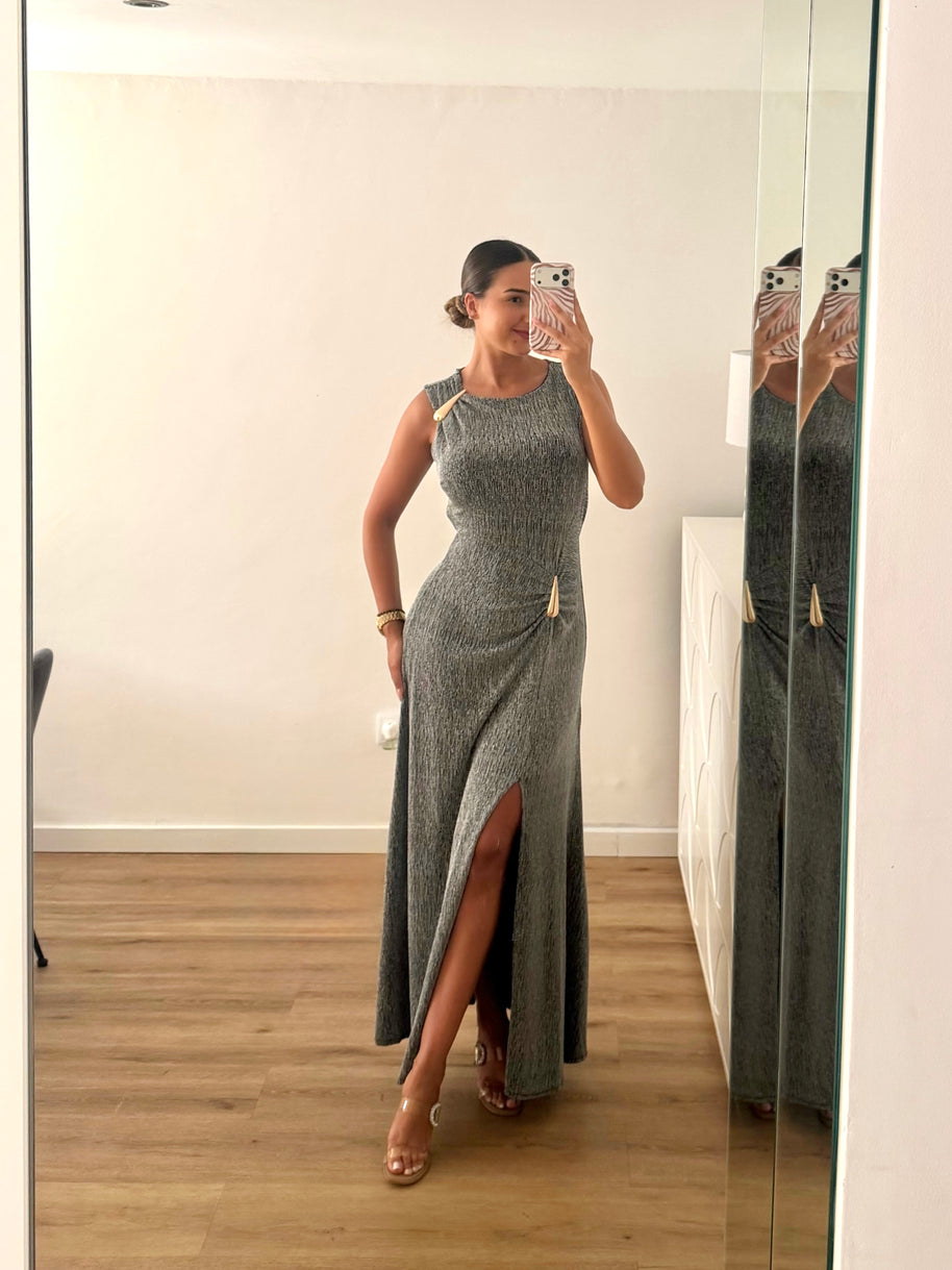 Vestido gota e racha - prata
