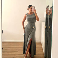 Vestido gota e racha - prata