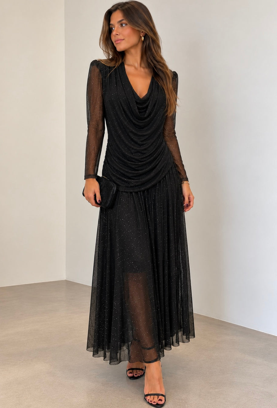 Vestido festivo com brilho