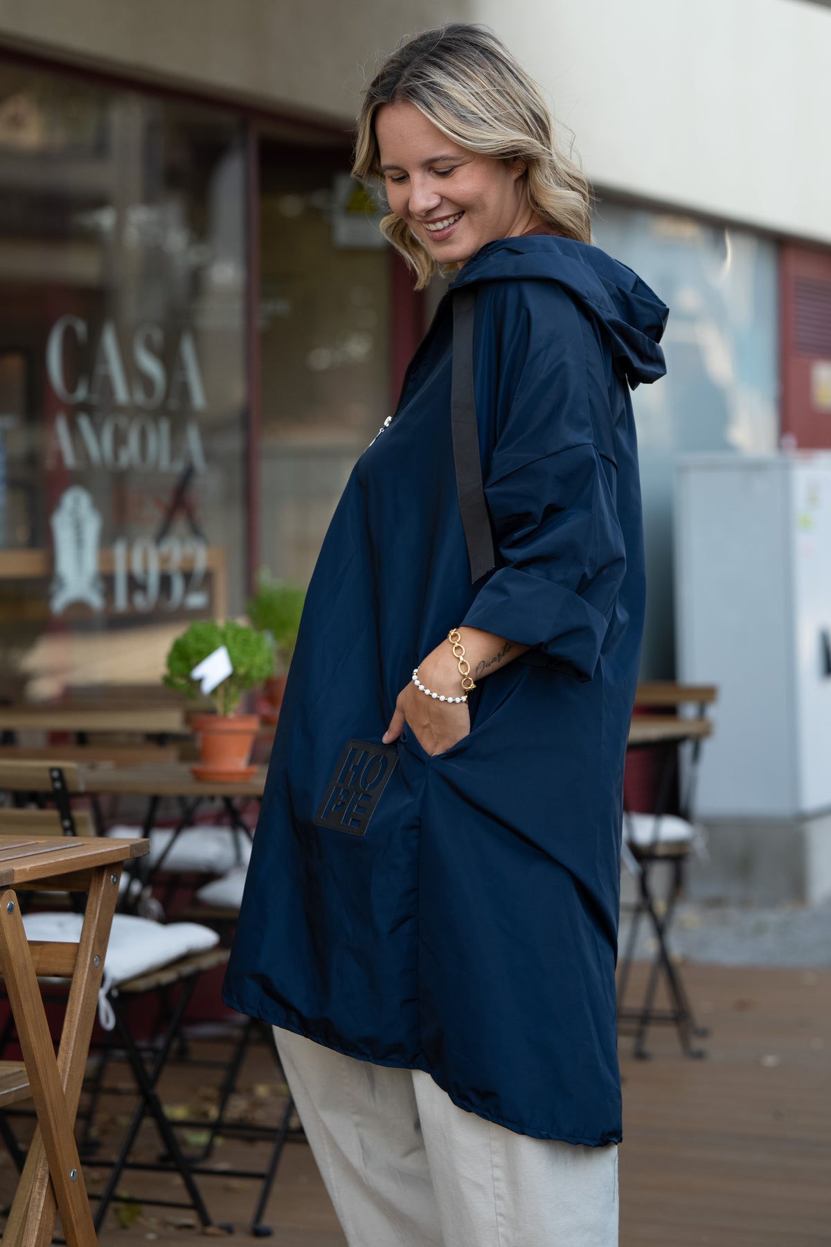 Parka Comprida azul marinho