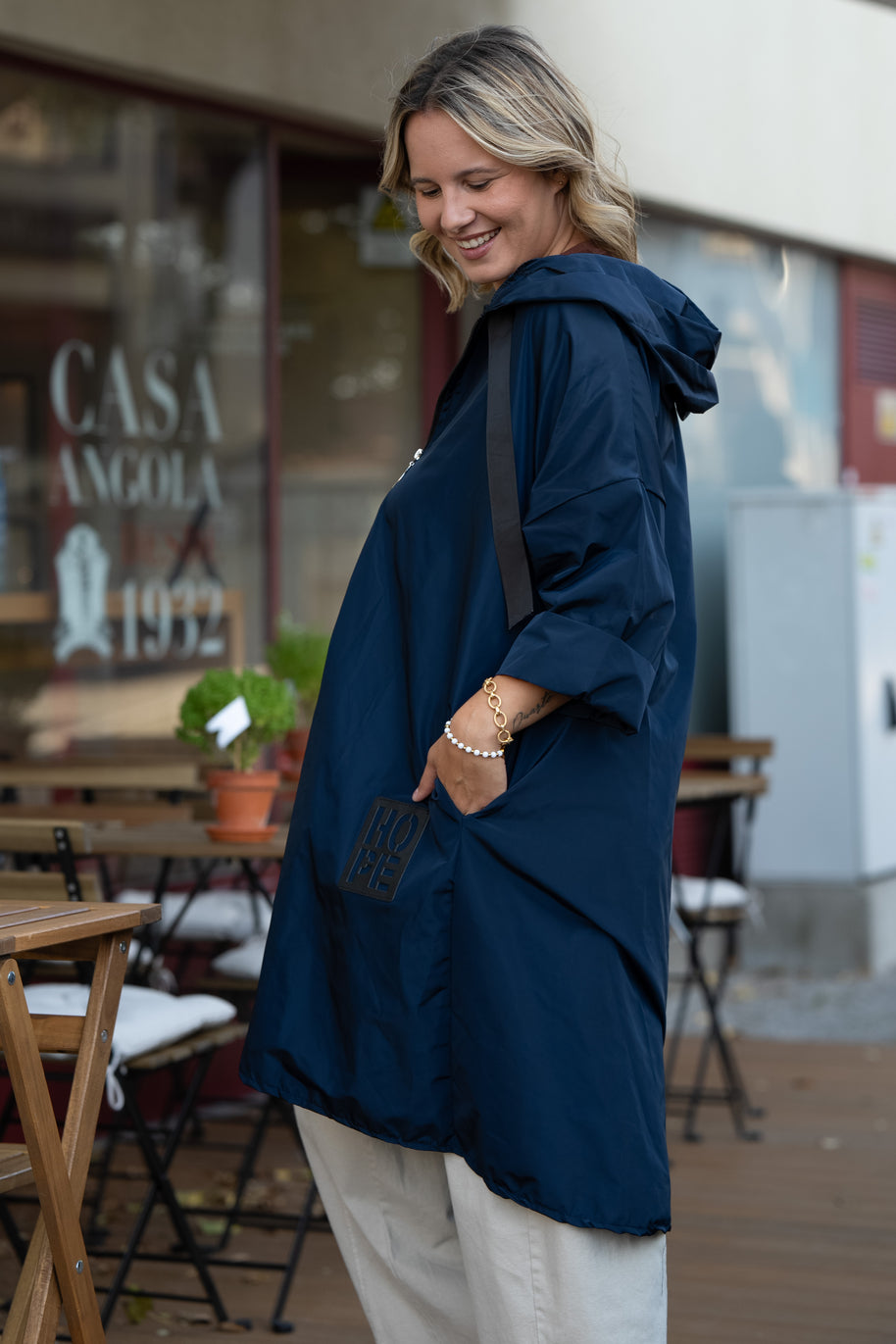 Parka Comprida azul marinho