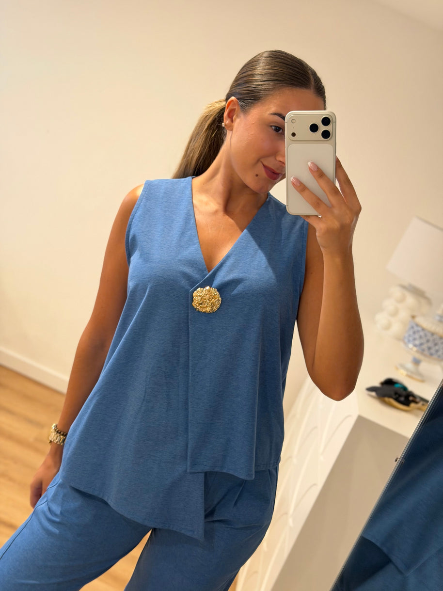 Conjunto Assimétrico azul denim