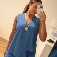 Conjunto Assimétrico azul denim