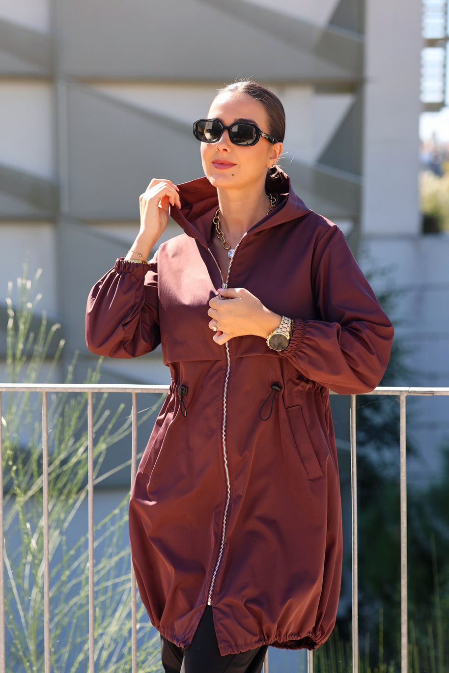 Casaco | parka impermeável bordeaux