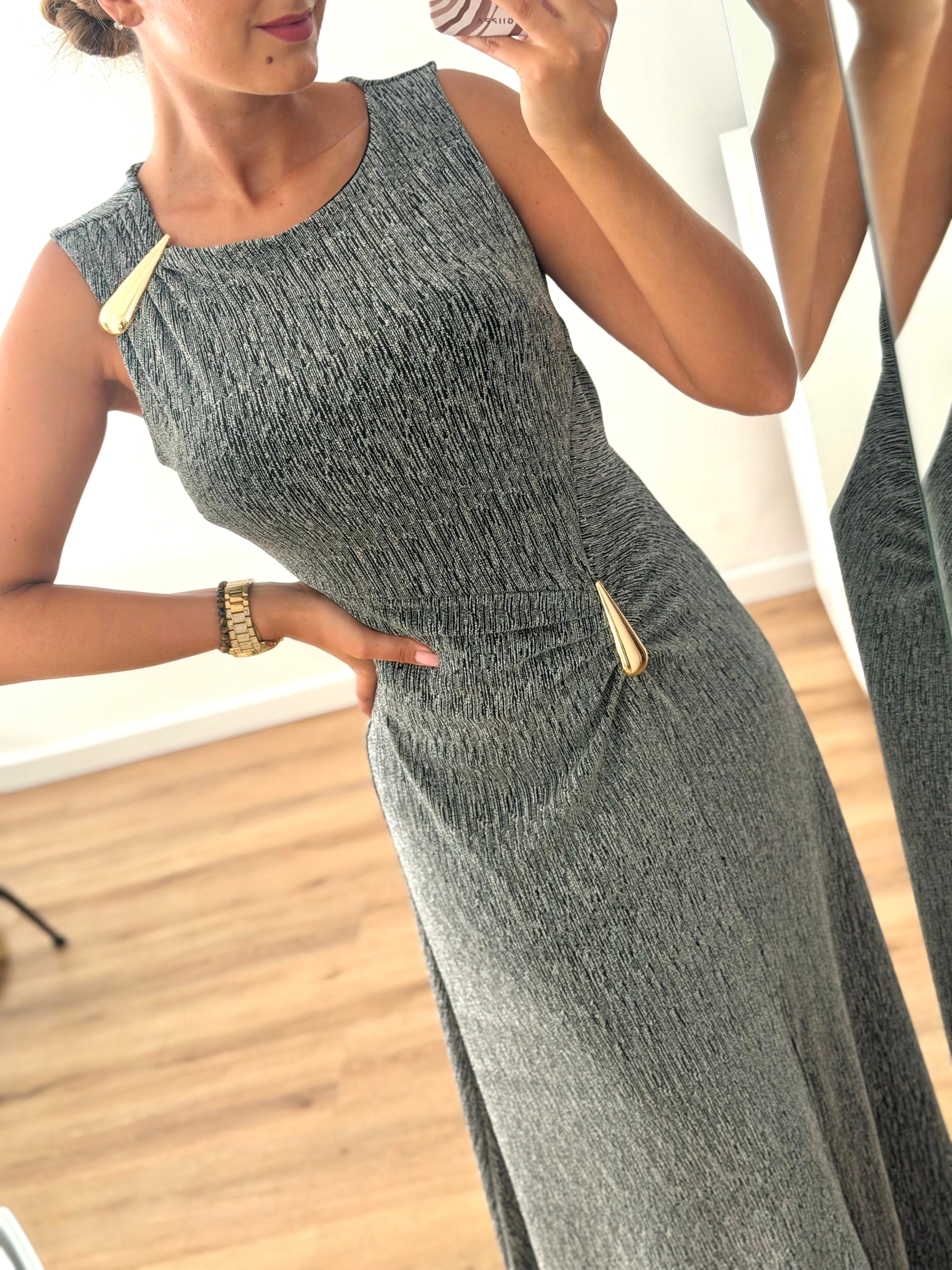 Vestido gota e racha - prata
