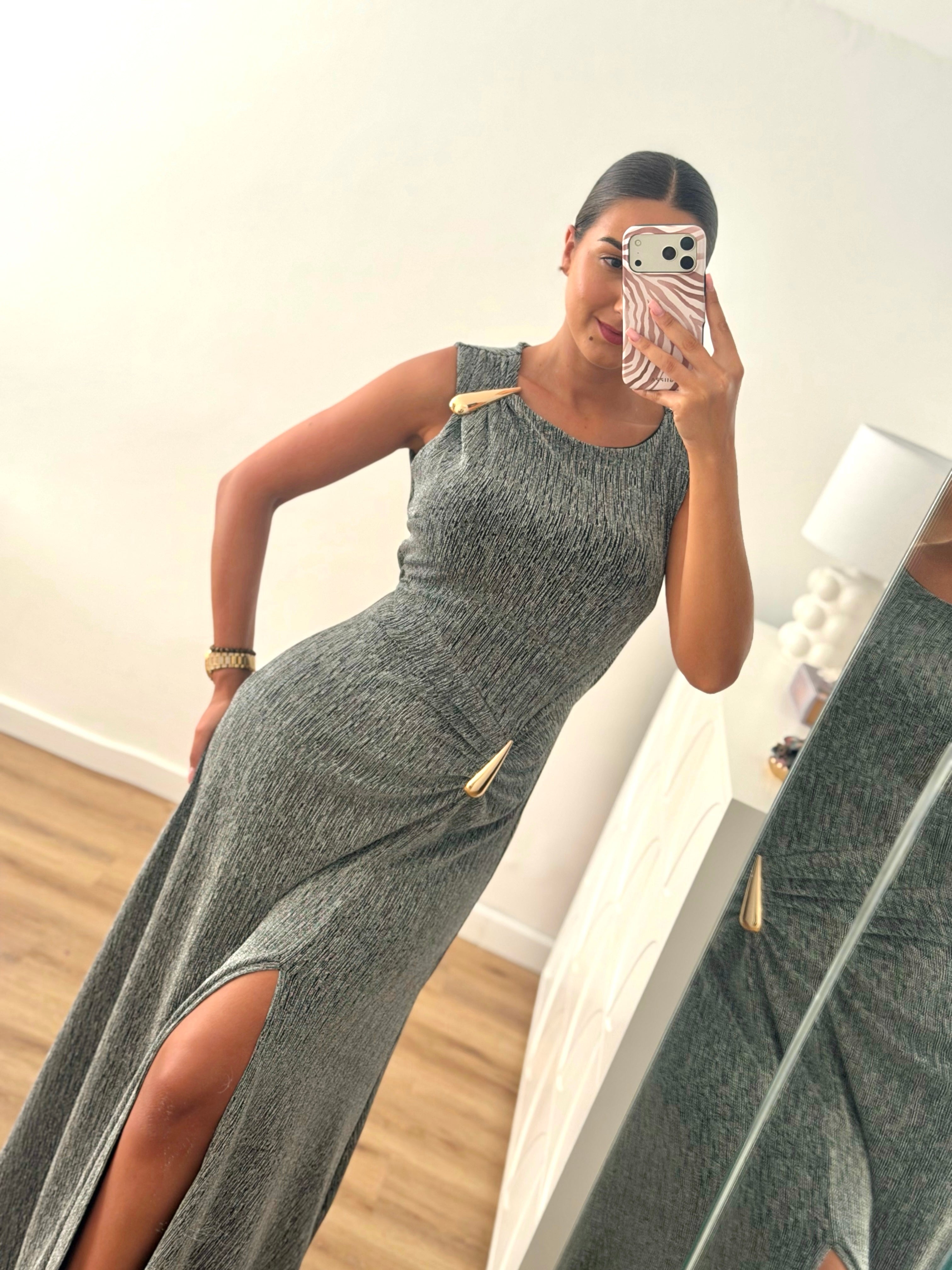 Vestido gota e racha - prata