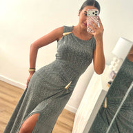 Vestido gota e racha - prata