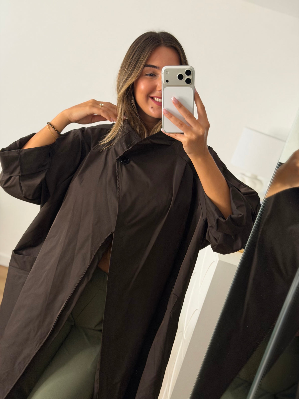 Casaco | gabardine Bloom castanha