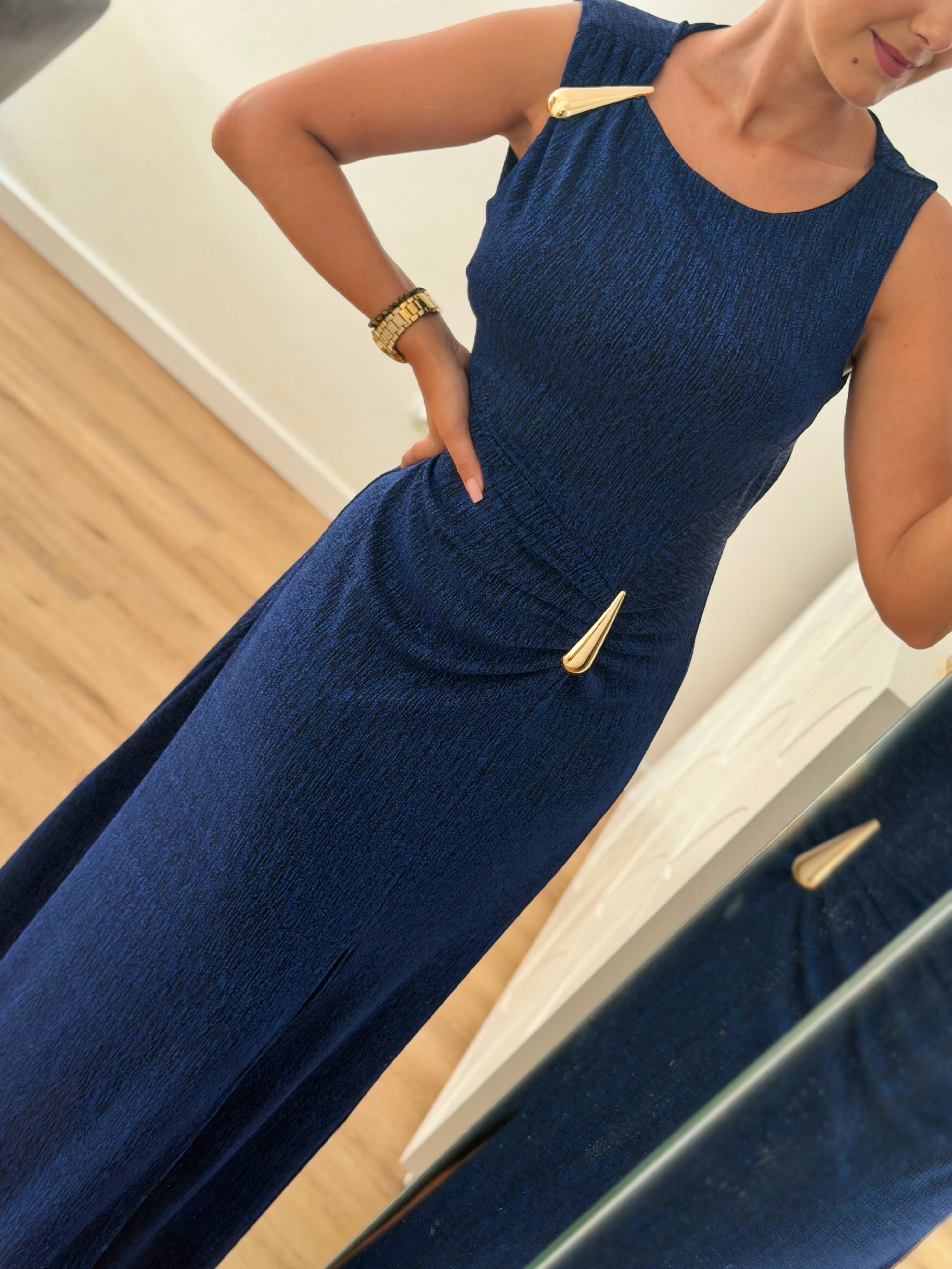 Vestido gota e racha - azul