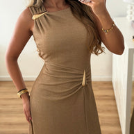 Vestido gota e racha - champanhe