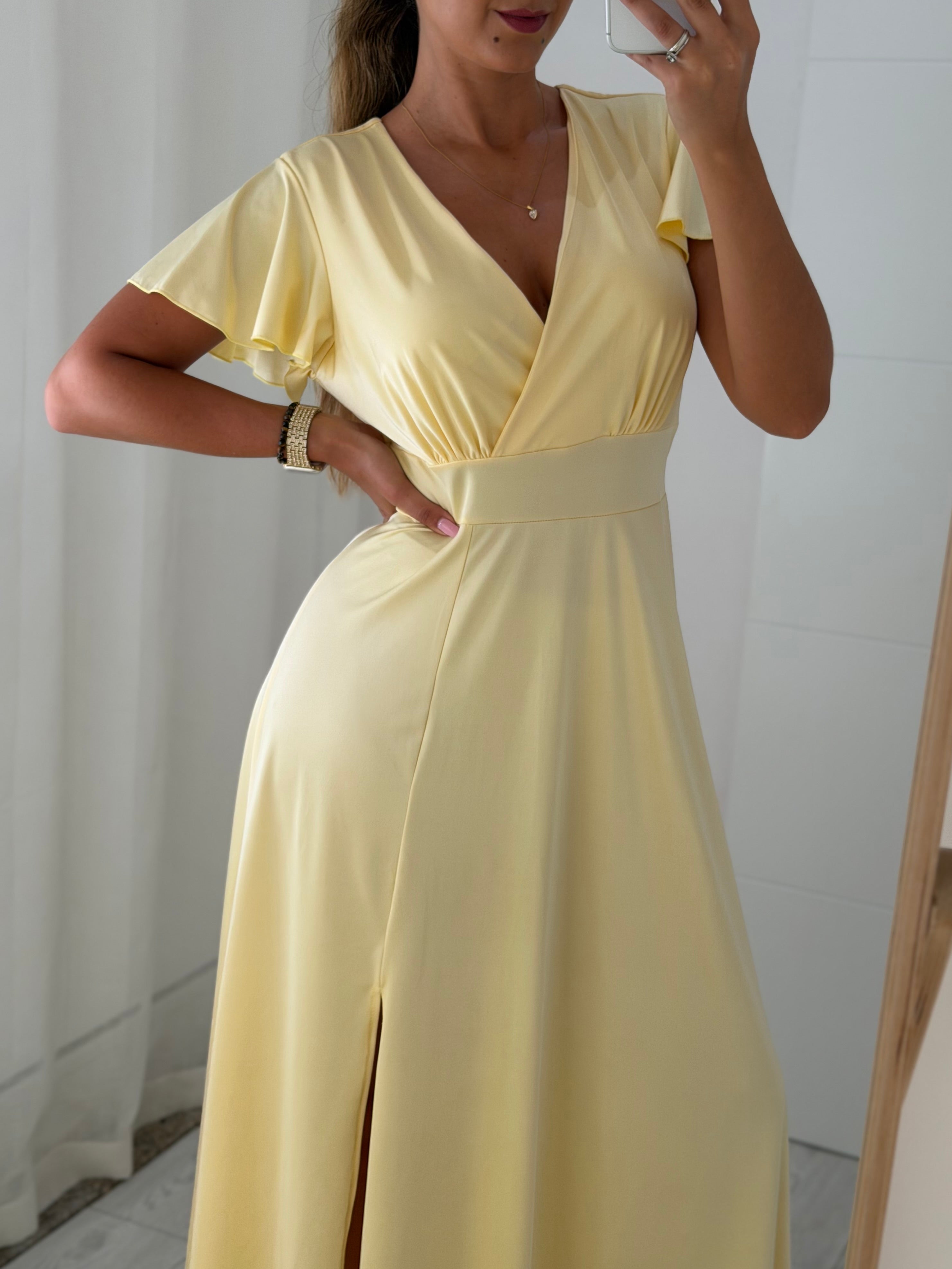 Vestido cerimónia amarelo bebé
