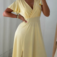 Vestido cerimónia amarelo bebé