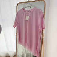 Blusa assimétrica com renda - rosa