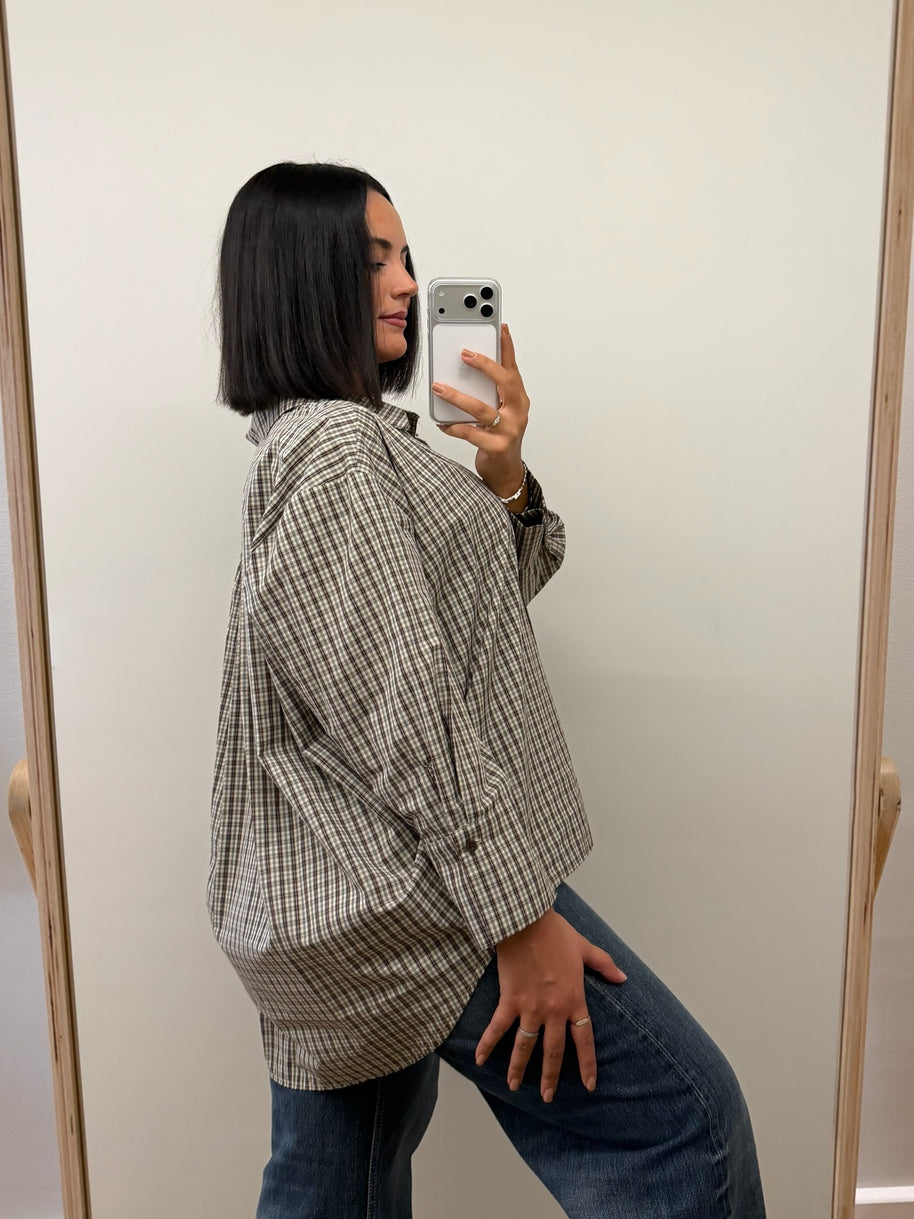 Camisola | Camisa xadrez - tons castanho