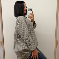 Camisola | Camisa xadrez - tons castanho