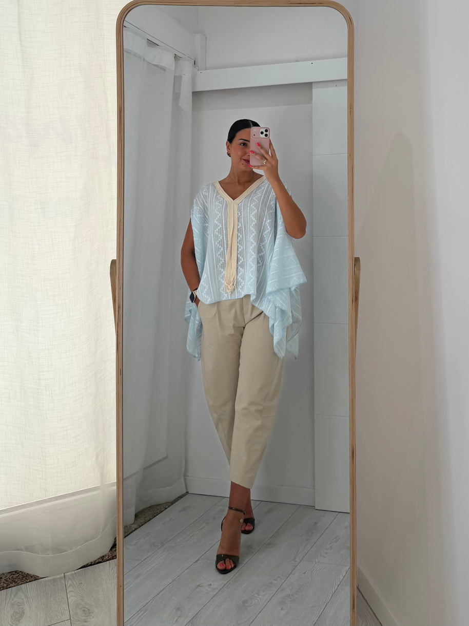 Blusa fluida azul bebé