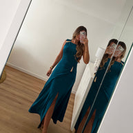 Vestido gota e racha - turquesa