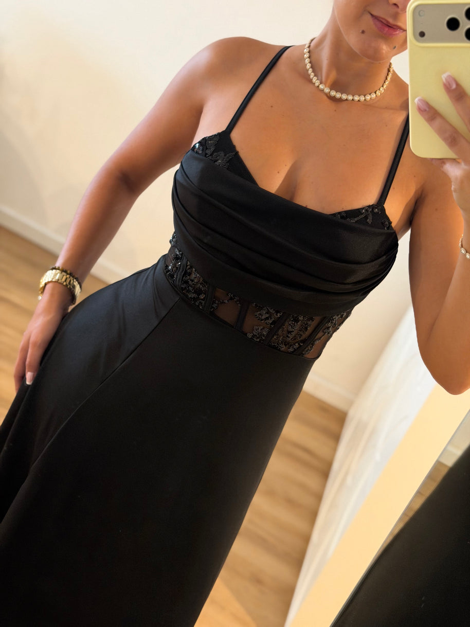 Vestido Elegance estilo corpete - preto