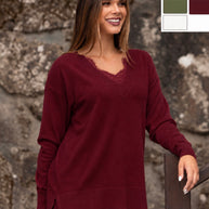 Camisola de bico com pormenor renda