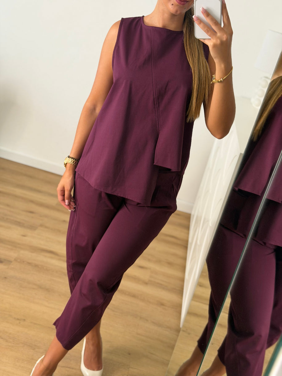 Conjunto Assimétrico Cor de Vinho
