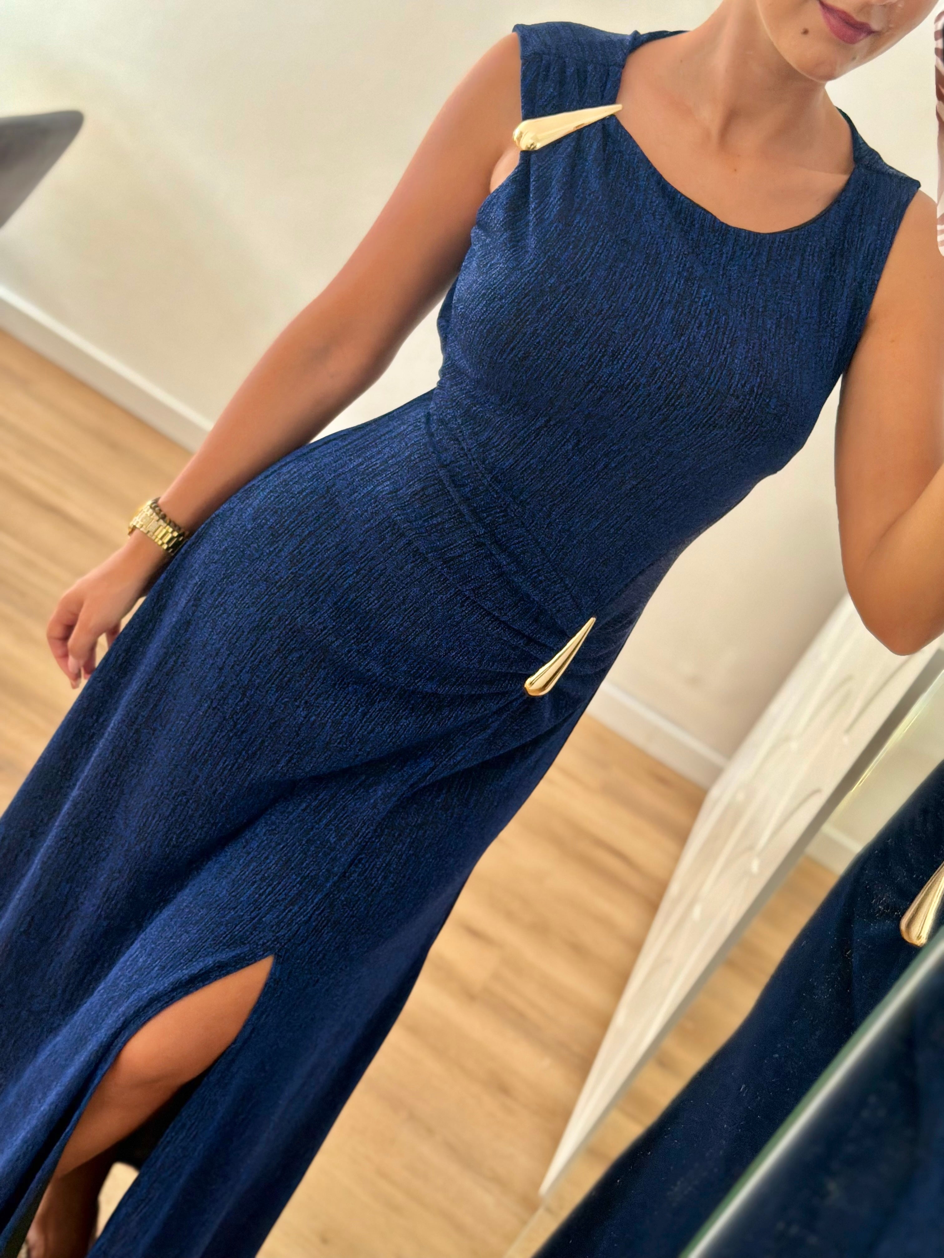 Vestido gota e racha - azul